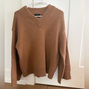 rag & bone Women's Brown V-Neck Sweater in Wool/Cashmere Blend